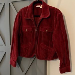 Vintage cropped red corduroy jacket!